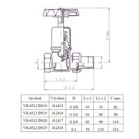 Slovarm ventil radiátorový VE-4522, přímý