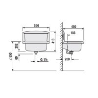 Víceúčelové umyvadlo Multiset 550 x 450 x 202 mm, s příslušenstvím, bílé, vysoce odolné