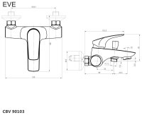 Mereo Vanová nástěnná baterie, Eve, bez příslušenství, 150 mm, chrom