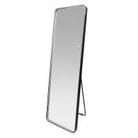 Mereo Zrcadlo hranaté, 50x170 cm, LED osvětlení, závěsné i stojaté, černý rám
