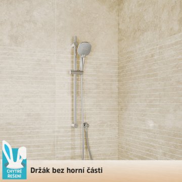 Mereo Sprchová souprava, třípolohová sprcha, šedostříbrná hadice, horní držák sprchy
