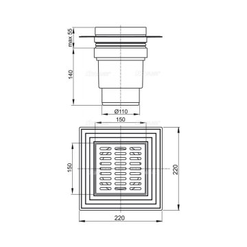 Alcaplast vpusť podlahová APV13, spodní