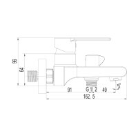 Mereo Vanová nástěnná baterie, Dita, 150 mm, bez příslušenství, chrom