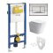 Mereo WC set - Rimless WC hranaté, modul pro sádrokarton, chrom hranaté tlačítko lesklé