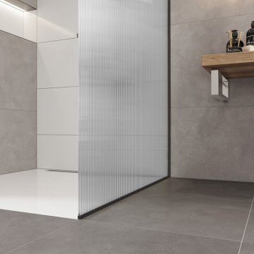 Mereo Sprchová stěna WALK IN, Novea, black ALU, sklo Line