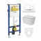 Mereo WC set - Rimless WC oblé, modul pro sádrokarton, bílé oválné tlačítko