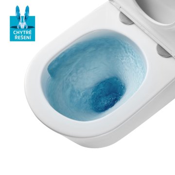 Mereo WC set - Smart flush rimless WC oblé, modul pro sádrokarton, bílé hranaté tlačítko