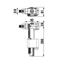 Jika napouštecí ventil boční, 3/8", H8903730000001
