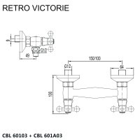 Mereo Sprchová nástěnná baterie, Retro Viktorie, bez příslušenství, chrom