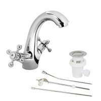 Mereo Umyvadlová stojánková baterie, Retro Viktorie, s výpustí, chrom