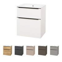 Mereo Mailo, koupelnová skříňka s keramickým umyvadlem 61 cm, černé madlo