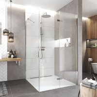 Mereo Zalamovací sprchový kout, Novea, čtverec, chrom ALU, sklo Čiré, dveře pravé a pevný díl