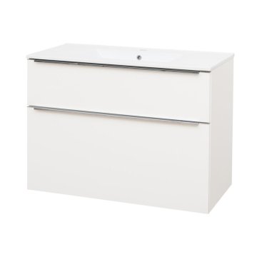 Mereo Mailo, koupelnová skříňka s keramickým umyvadlem 101 cm, bílá, chrom madlo