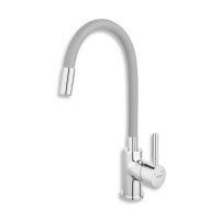 Dřezová stojánková baterie s elastickým ramenem, šedá-chrom, 70710,0S
