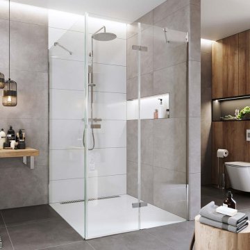 Mereo Sprchový kout, Novea, čtverec, chrom ALU, sklo Čiré, dveře pravé a pevný díl