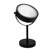 Daisy kosmetické zrcátko na postavení LED, Ø 150 mm, oboustranné, černá
