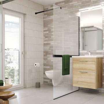 Mereo Sprchová stěna WALK IN, Novea, black ALU, sklo Line