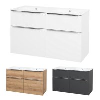Mereo Mailo, koupelnová skříňka s keramickým umyvadlem 121 cm, elox AL madlo