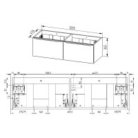 Mereo Mailo, koupelnová skříňka s keramickým umyvadlem 121 cm, chrom madlo
