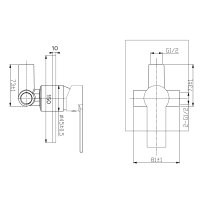 Mereo Podomítková baterie s bidetovou sprchou, Dita, Mbox, hranatý kryt, chrom