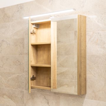Mereo Aira, Mailo, Opto, Vigo koupelnová galerka 60 cm, zrcadlová skříňka, dub Halifax