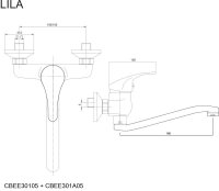 Mereo Dřezová nástěnná baterie, Lila, s ramínkem plochým vyhnutým 200 mm, chrom