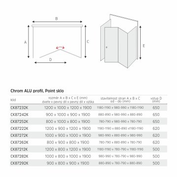 Mereo Sprchový kout, LIMA, , chrom ALU, sklo Point