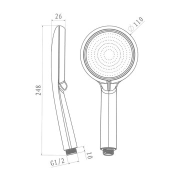 Mereo Sprchová baterie s talířovou kulatou slim sprchou ø 250 mm, nerez