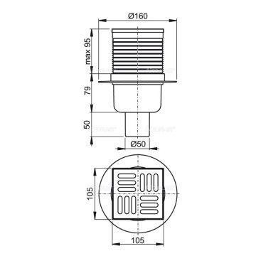 Alcaplast vpusť podlahová APV2, spodní