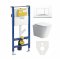 Mereo WC set - Rimless WC hranaté, modul pro sádrokarton, bílé hranaté tlačítko