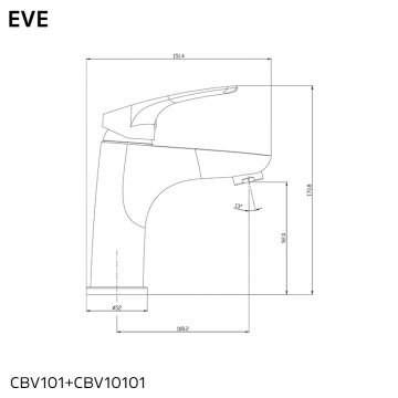 Mereo Umyvadlová stojánková baterie, Eve, s clic-clac CH05V, chrom