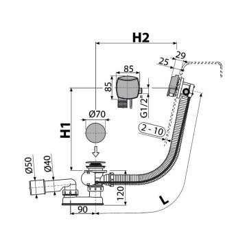 Alcaplast vanový sifon s napouštěním, A564KM1-80