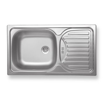 Dřez s odkapem a přepadem, nerez DR43/76