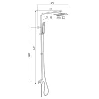 Mereo Sprchový set Quatro s tyčí, hadicí, ruční a talíř. hranatou sprchou