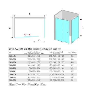 Mereo Sprchový kout, Lima, obdélník, zasunovací dveře a pevný díl, L/P, chrom ALU, sklo Čiré