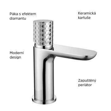 Mereo Umyvadlová stojánková baterie vysoká, diamant, Viana, bez výpusti, chrom