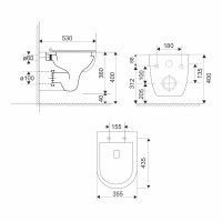 Mereo WC závěsné, RIMLESS, 530x355x360, keramické, vč. sedátka CSS123