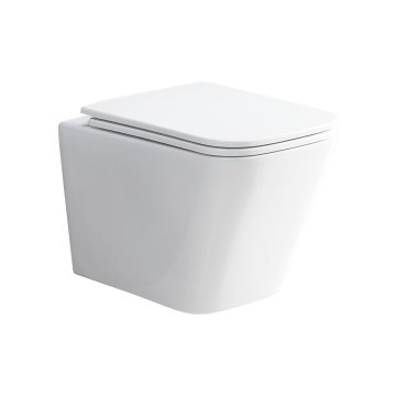 Mereo WC set - Rimless WC hranaté, modul pro zazdění, bílé hranaté tlačítko