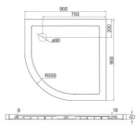 Mereo Čtvrtkruhová sprchová vanička R550, 90x90x4 cm, SMC, bílá, včetně sifonu