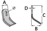 Nůž pro mulčovač s příkopovým ramenem