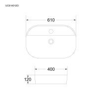 Mereo Umyvadlo na desku bez přepadu, 610x400x120 mm, keramické