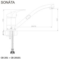 Mereo Dřezová stojánková baterie, Sonáta, s ramínkem plochým 170 mm, chrom