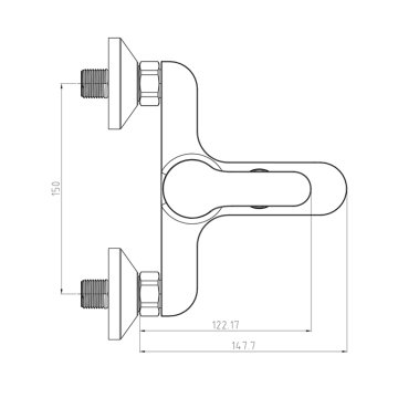 Mereo Vanová nástěnná baterie, Zuna, s keramickým přepínačem, bez příslušenství, chrom