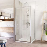 Mereo Sprchový kout, Lima, čtverec, zasunovací, 100x100 cm, chrom ALU, sklo Čiré