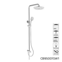 Mereo Sprchový set s tyčí, hadicí, ruční a talíř. kulatou sprchou, nerez