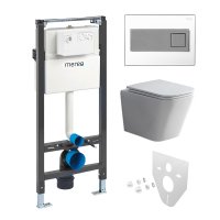 Mereo WC set - Smart flush rimless WC hranaté, modul pro sádrokarton, hranaté tlačítko bílá/chrom