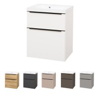 Mereo Mailo, koupelnová skříňka s umyvadlem z litého mramoru 61 cm, černé madlo