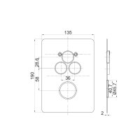 Mereo Termostatická podomítková tlačítková baterie - 3-cestná - hranatý kryt
