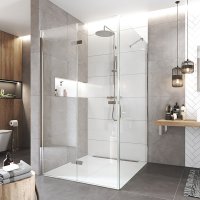 Mereo Zalamovací sprchový kout, Novea, čtverec, chrom ALU, sklo Čiré, dveře levé a pevný díl