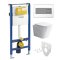Mereo WC set - Rimless WC hranaté, modul pro sádrokarton, hranaté tlačítko bílá/chrom